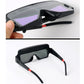 Black welding safety goggles, purple lens with side view and head strap
