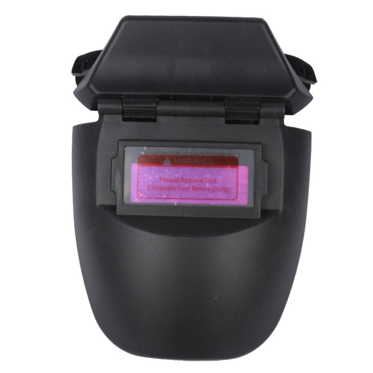 Solar auto-darkening welding helmet with flip-down visor, dark gray/black