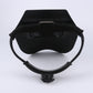 Welding helmet with circular brow strap and centered headband mount, dark gray