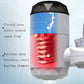 Electric instant hot water faucet body showing internal heating element glow through window