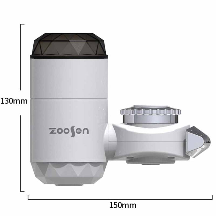 White Zoosen instant hot water faucet unit with 150mm size and shower head connector