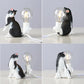 Cat mini night light collage: black-and-white cats with glowing bulb in multiple poses