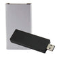 Black wireless 2.4G receiver dongle with USB-A plug and retail box