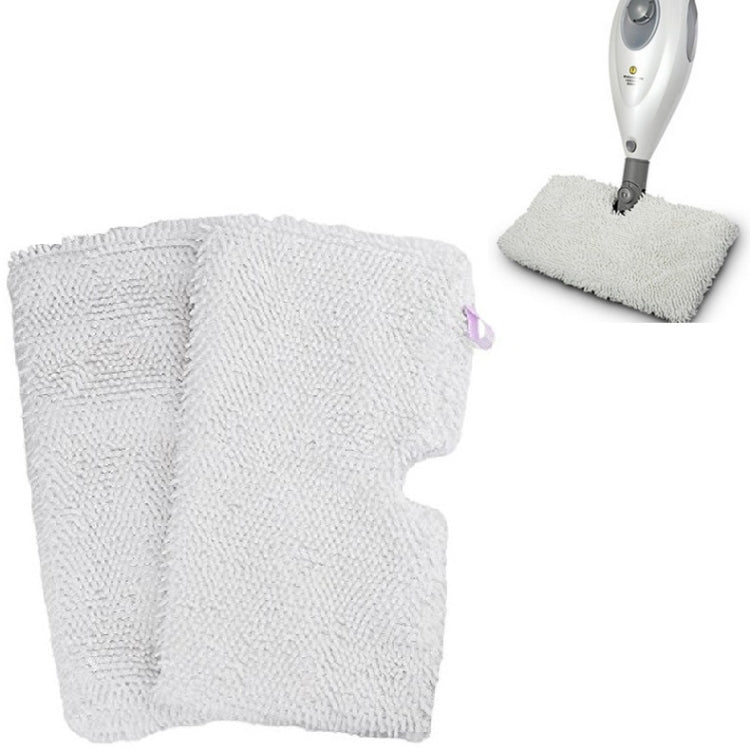 White microfiber steam mop replacement pad cover with purple tab, square