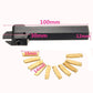 Lathe turning tool holder with labeled measurements and gold cutting inserts