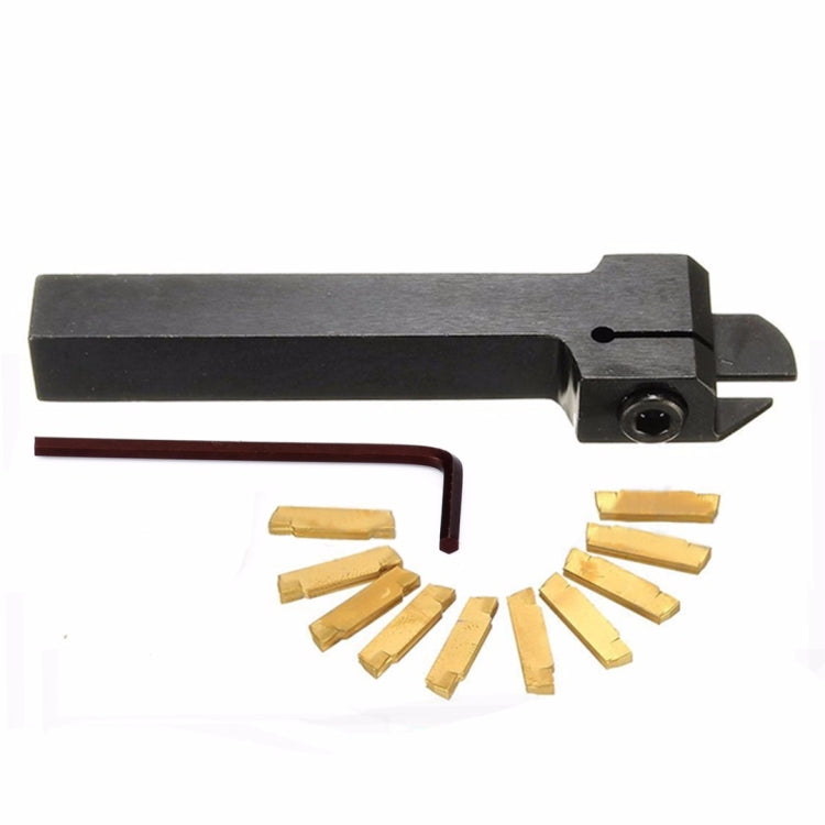 Lathe tool holder with gold cutting inserts and hex key