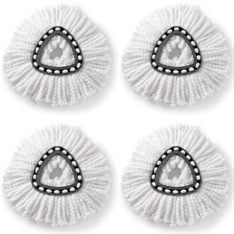 White cotton rotating triangle mop head cloths with black-trim mounting loops (4-pack)