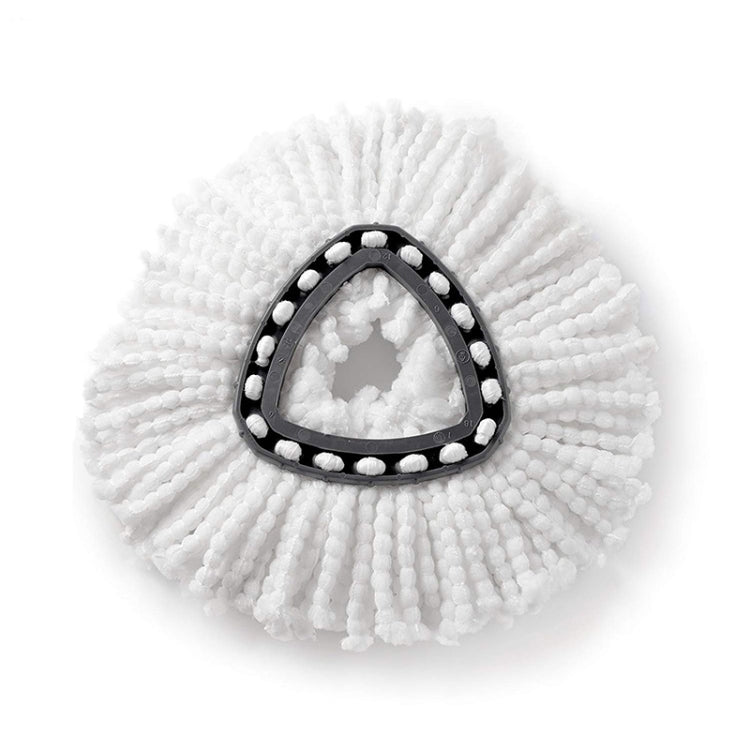 White cotton rotating triangle mop head cloth with black-trim mounting loop center