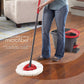 White triangle mop head cloth with rotating base and red mop handle