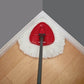 White cotton rotating triangle mop head cloth in corner with red base