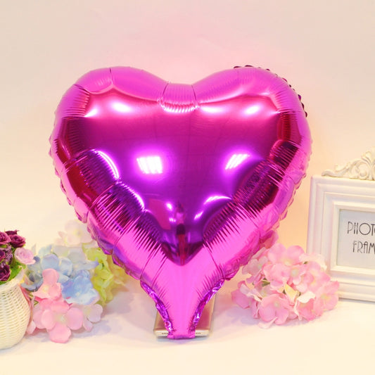 Purple heart-shaped aluminum foil balloon, glossy with crimped edges