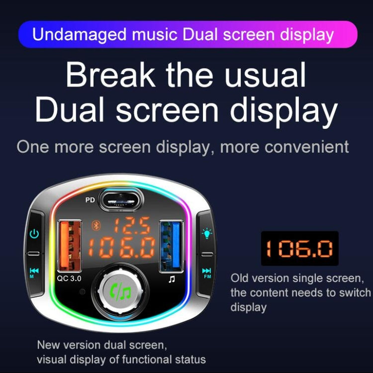 Car Bluetooth MP3 player with dual screen display and USB cigarette-lighter plug