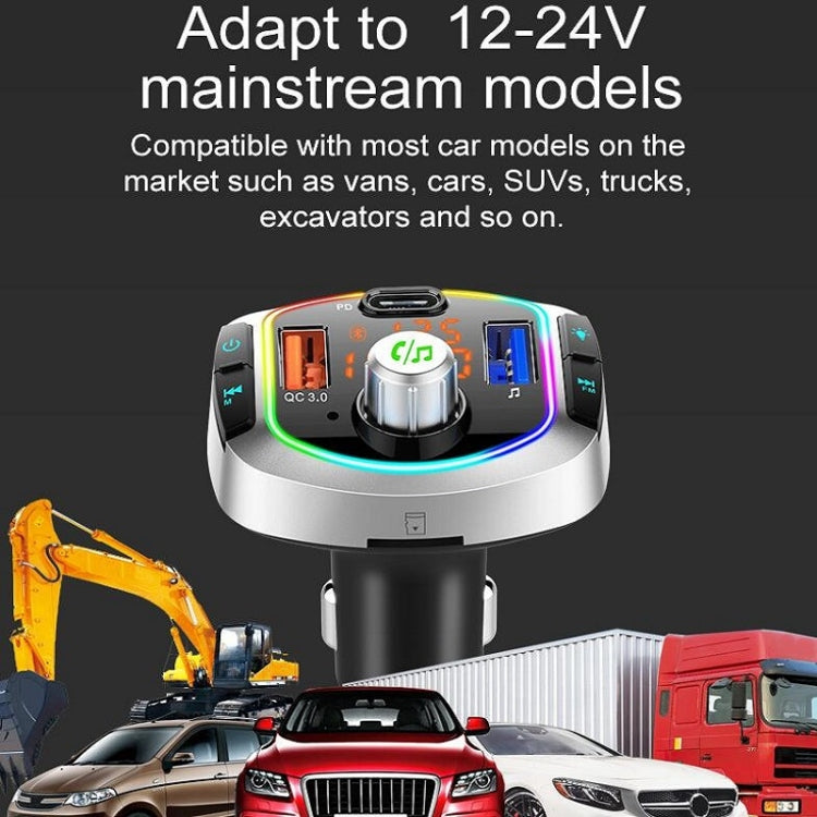 Car Bluetooth MP3 player compatible with 12–24V vehicles, dual screen and USB ports
