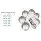 Stainless steel measuring cup set with 1/8–1 cup cups and engraved size labels