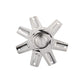 Stainless steel measuring cup set in a star layout with central cup and loop handles