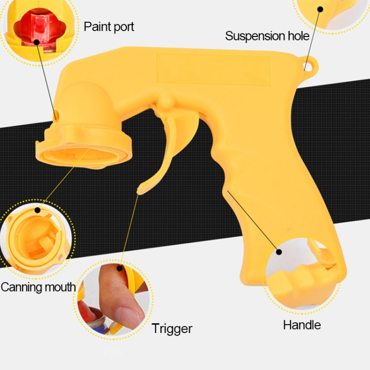 Yellow spray adaptor paint gun with nozzle, trigger, handle, and paint port