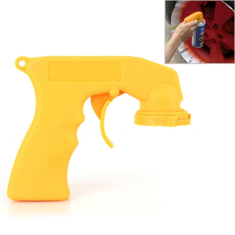 Yellow spray adaptor paint gun with trigger and front nozzle on handle