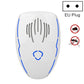 White ultrasonic electronic repellent plug-in unit with blue accents, EU plug