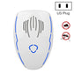 White ultrasonic electronic repellent plug-in unit with blue accents, US plug