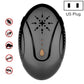 Black ultrasonic mosquito repellent plug-in device, US plug, star icon and orange glow