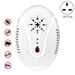 White ultrasonic mosquito repellent plug-in device, UK plug, star icon and amber indicator