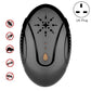 Black ultrasonic mosquito repellent plug-in device, UK plug, star icon and warm glow