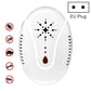 White ultrasonic mosquito repellent plug-in device, EU plug, star icon and amber indicator