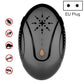 Black ultrasonic mosquito repellent plug-in device, EU plug, star icon and warm glow