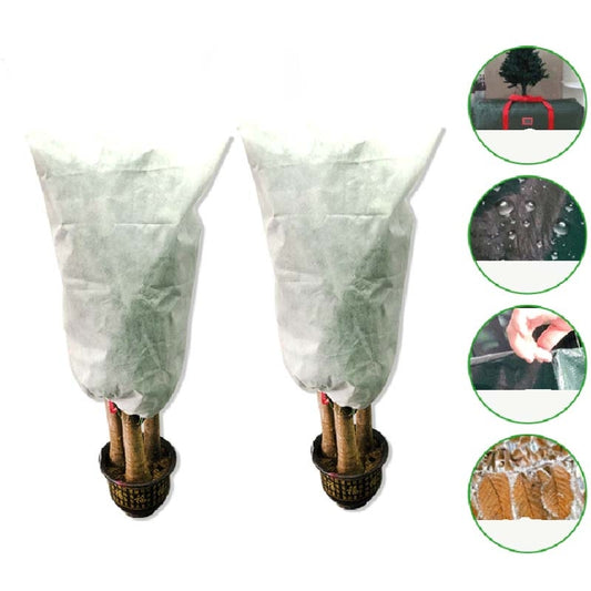 Non-woven plant freeze-protection cover bags, white, two bags for tree trunks