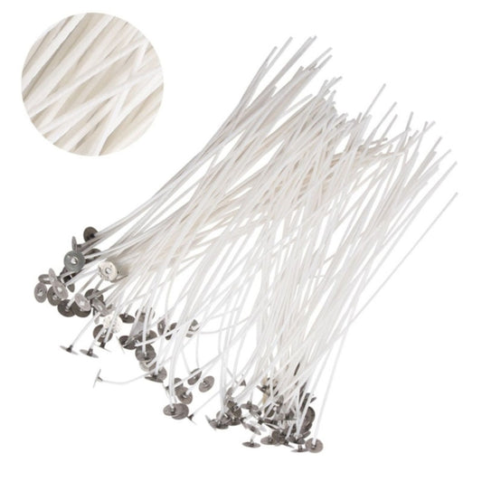 Cotton candle wick bundle with black metal bases and white wicks