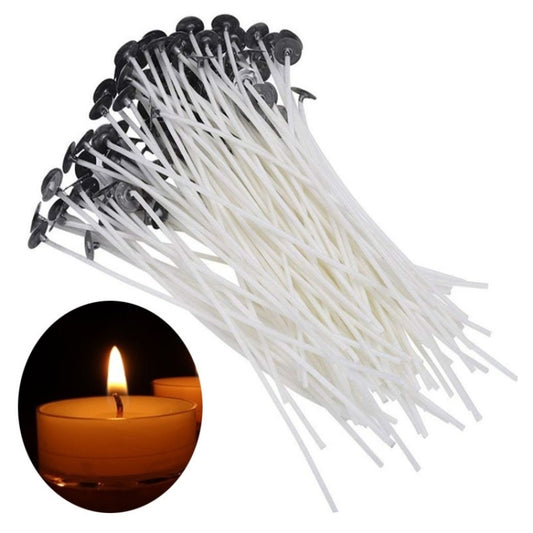 Cotton candle wick bundle with black metal clips, white wicks