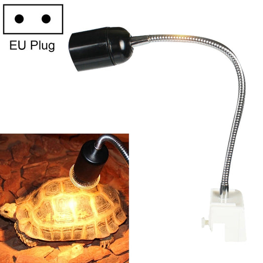 Black lamp holder with flexible stainless-steel neck and EU plug for pet UVB lamps