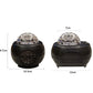 Black and white dome star projector dimensions shown with side and front views