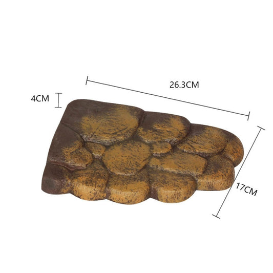 Brown floating turtle basking platform with raised texture and size measurements