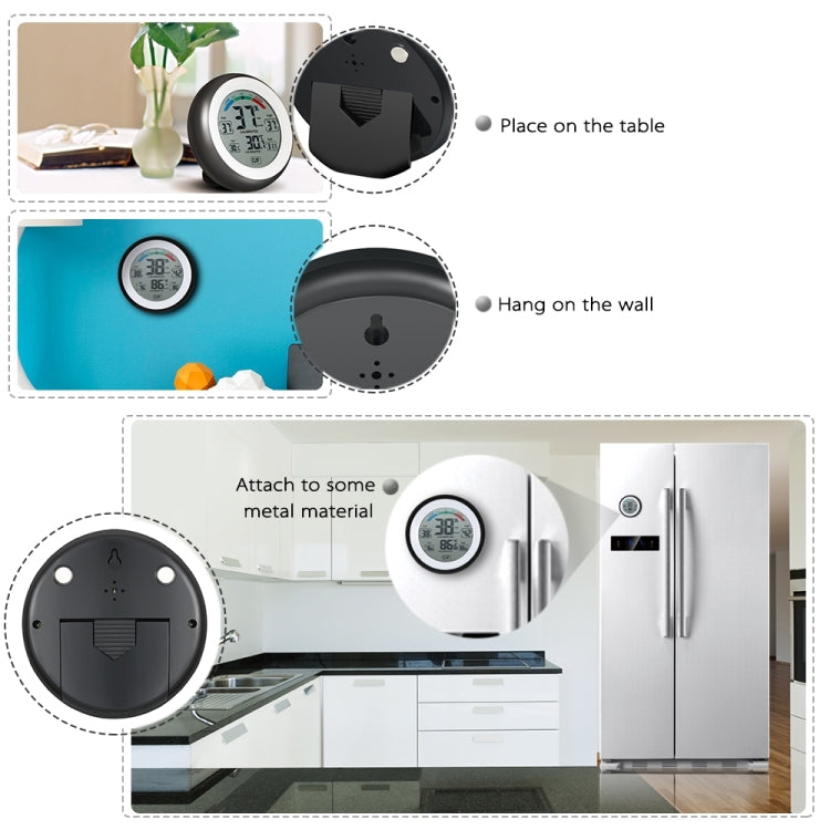 Digital temperature and humidity thermometer hygrometer wall and table mounting options