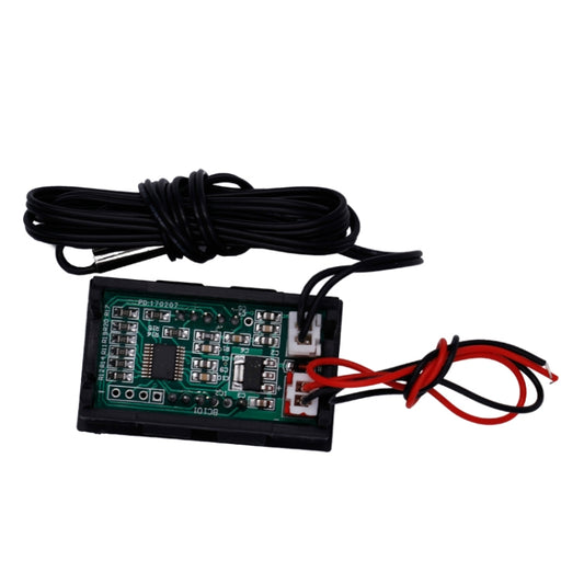 Temperature sensor tester circuit board with probe leads and red/black wires