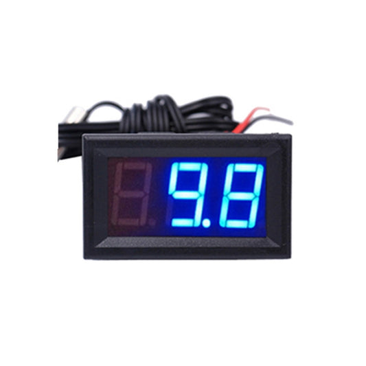 Digital LED temperature meter with blue display and probe wires
