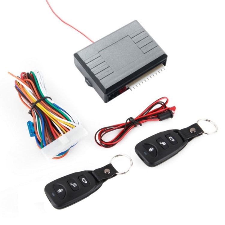 Car lock control module with wiring harness and two key fobs, black
