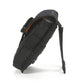 Black fabric phone bag side view with looped strap and padded front panels