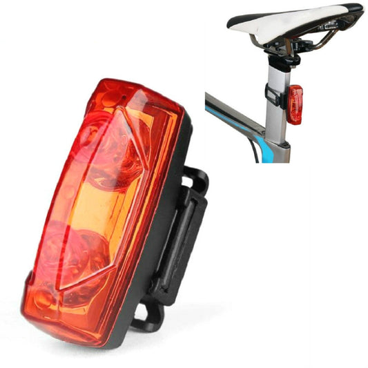 Bike magnetic induction rear taillight with red rectangular lens and mounting bracket