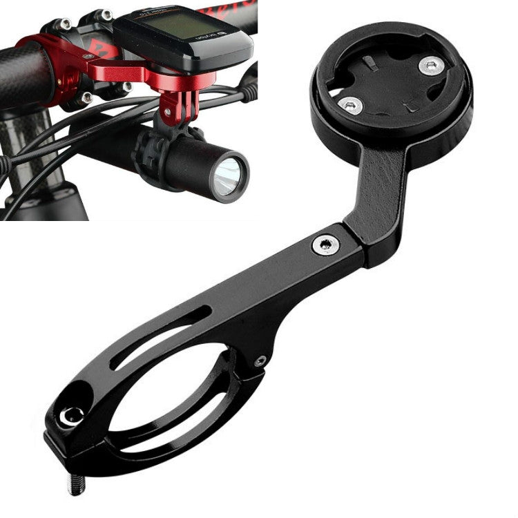 Black bike handlebar extension mount bracket with gray adapter arm and round base