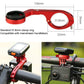 Red bike handlebar clamp mount bracket with black base and arched extension arm