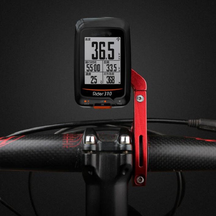 Red bike handlebar device mount bracket with a black camera display attached