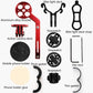 Red and black aluminum bike light mount bracket with strap and hex tool