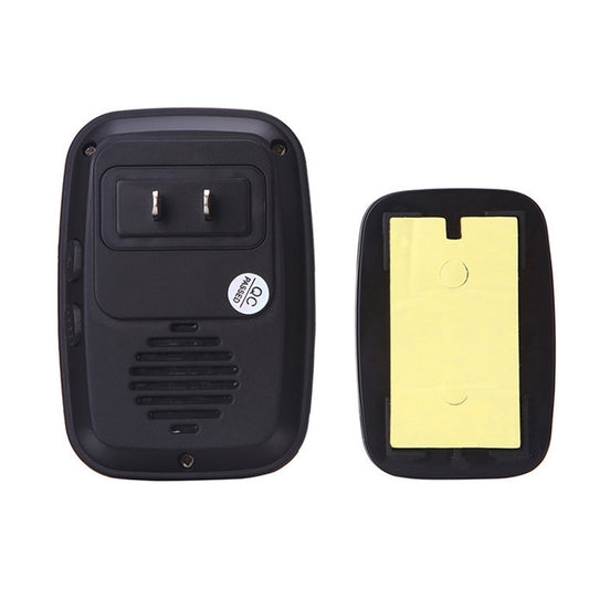 Wireless LED doorbell rear panel with plug terminals and battery compartment cover