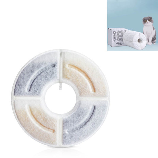 Round water dispenser filter core with white outer rim and four curved filter sections