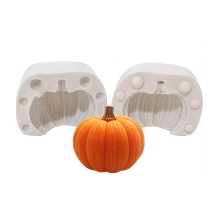 Halloween pumpkin silicone candle mold set with two cavity shapes