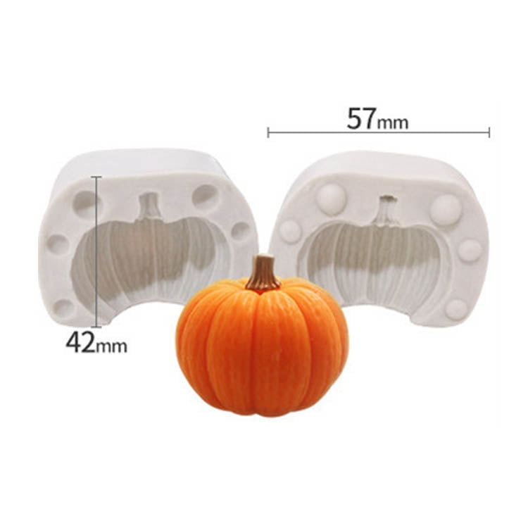 Pumpkin silicone candle mold, two cavities; 42mm and 57mm shown