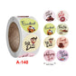 Round reward sticker roll with multi-message designs; includes A-140 label