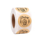 Bakery hand made round label stickers on a roll, kraft beige cupcake icon designs